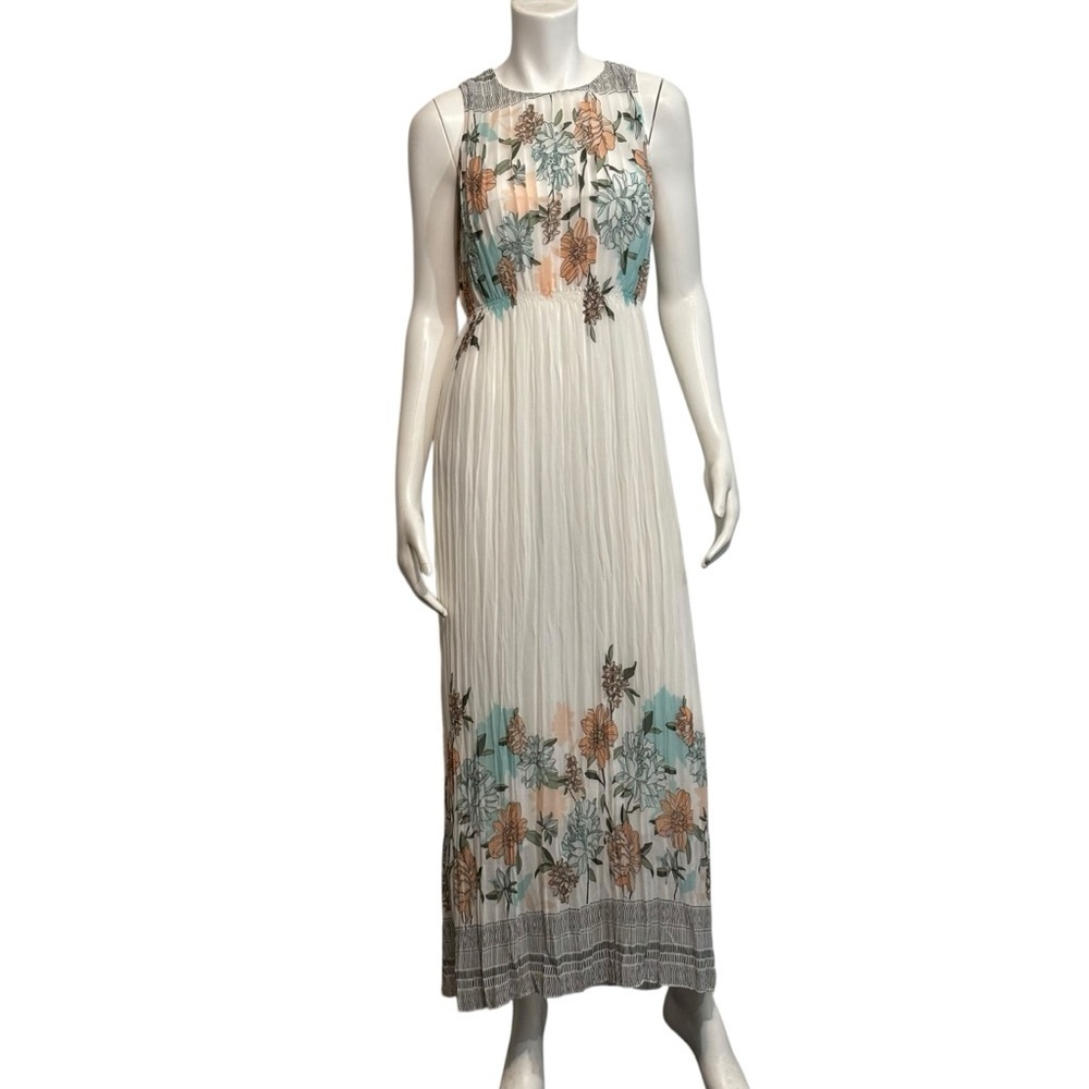 Impressions Sleeveless Maxi dress with flowers print Sz S - Picture 4 of 9